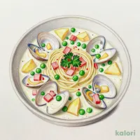 あさりとピゼリーニのクラムチャウダーパスタ