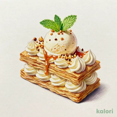 Mille-Feuille with Salted Caramel & Vanilla Ice Cream