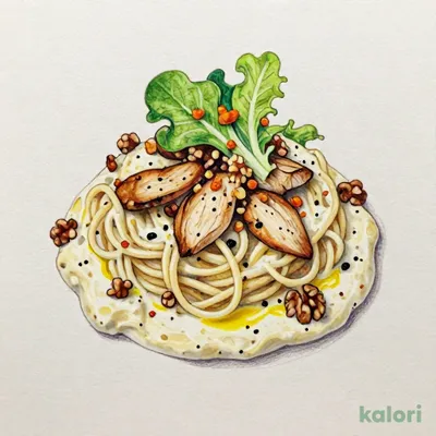 マスカルポーネチキンとナッツのトリュフクリームパスタ