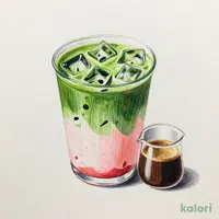 宇治抹茶と苺のアイスエスプレッソラテ