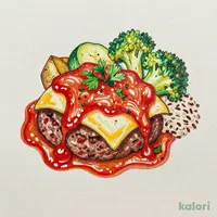 彩り野菜とモッツァレラチーズのトマトソースハンバーグ