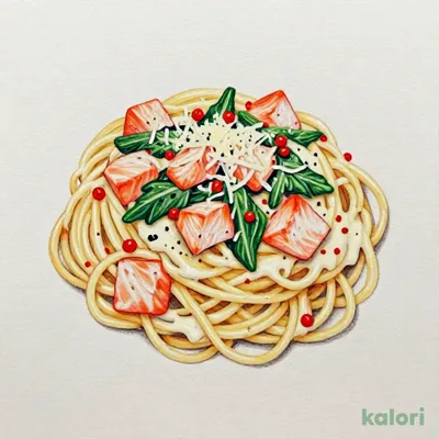 明太子とサーモンのクリームソースパスタ