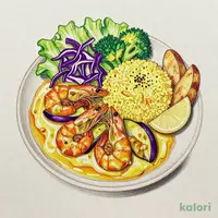 海老と揚げナスのレモンカレープレート