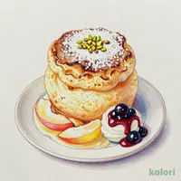 焦がしバターのスフレ　白桃とベリー
