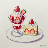 苺づくしのスイーツプレート（苺のパフェ＆ショートケーキ）