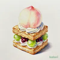 まるごと白桃とぶどうのミルフィーユ