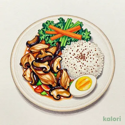 Chicken and Mushroom Asian Plate with Basil