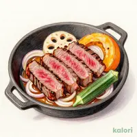 牛ステーキと野菜の陶板焼き