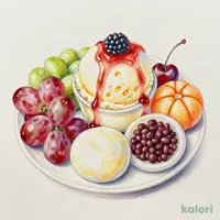 2色ぶどう白玉クリームあんみつ(バニラアイス)