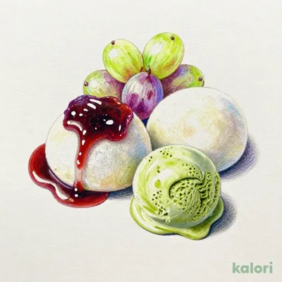 Two-Tone Grapes and Shiratama Cream Anmitsu with Matcha Ice Cream