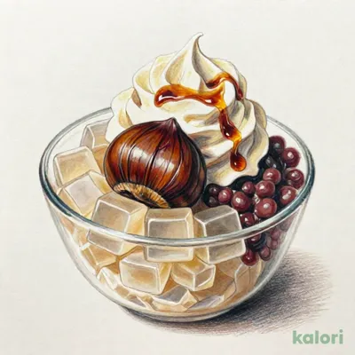 渋皮栗とほうじ茶のクリームあんみつ