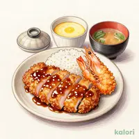 陶板味噌かつと海老フライ御膳　茶碗蒸し付