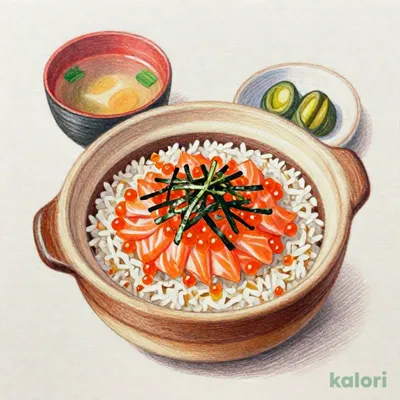 ご当地サーモンといくらの釜めし御膳