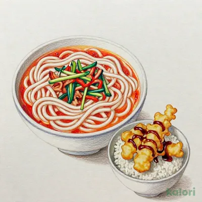 ピリ辛ちゃんぽんうどん　ミニ天丼セット