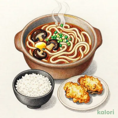 尾張風味噌煮込みうどん　カキフライご飯セット