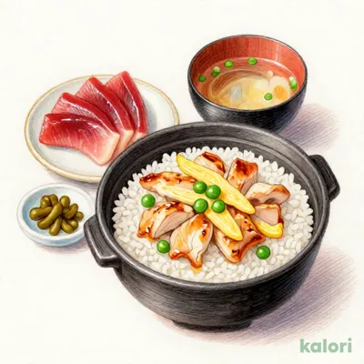 糸島どりの釜めし御膳（まぐろのお刺身）