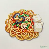Seafood Sara Udon & Almond Tofu Set
