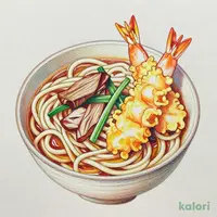 大海老天ぷら付鴨汁つけうどん