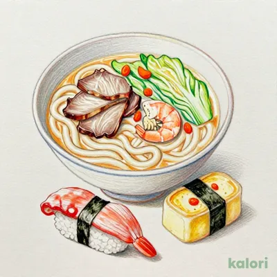民芸ちゃんぽんうどん定食(にぎり寿司3貫と茶碗蒸しセット)