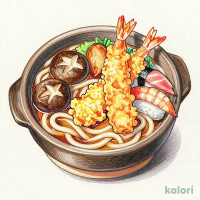 民芸鍋焼きうどん　にぎり寿司3貫セット