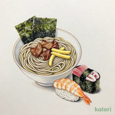 Kawara Soba with 3 Nigiri Sushi