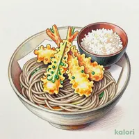 Lunch Set: Cold Soba Noodles with Tempura and Mini Tempura Rice Bowl