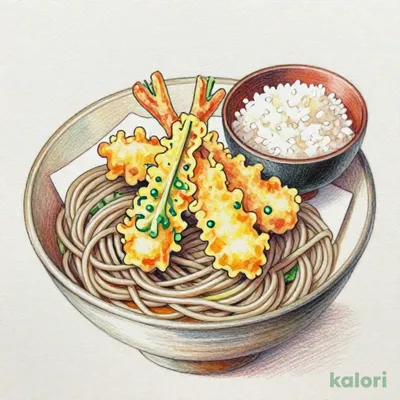 Lunch Set: Cold Soba Noodles with Tempura and Mini Tempura Rice Bowl