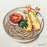 Kelp and Tomato Sarashina Dipping Soba with Tempura