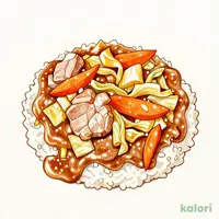 肉野菜あんかけ丼の具