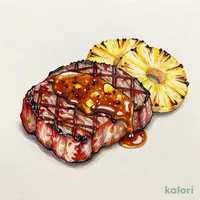 ペッパービーフステーキ BBQパイナップルソース