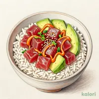 マグロとアボカドのポキ丼 チリマヨ