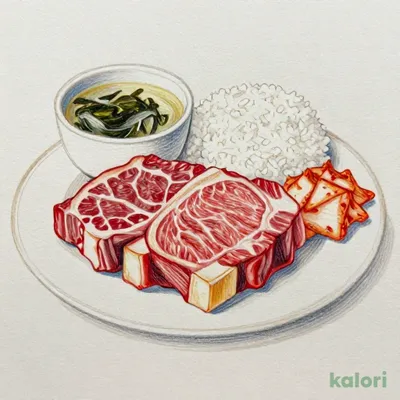 カルビ・ハラミ定食 160g