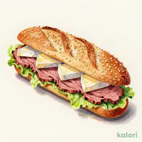 Camembert and Pastrami Beef Baguette Sandwich