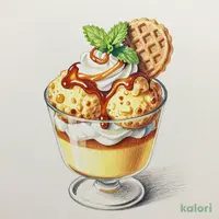 ぽちシューとプリンのキャラメルパフェ