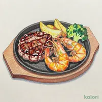 Sirloin, Hamburg & Fried Shrimp Grill