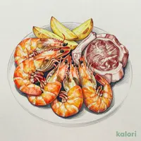 Jumbo Fried Shrimp & Australian Rump Steak 100g