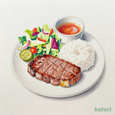 赤身ステーキ昼膳（きらく亭）