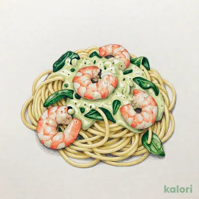 エビとほうれん草のバジルクリーム