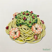 エビとベーコンのジェノベーゼ