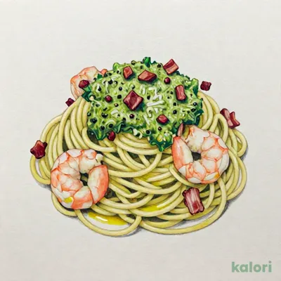 エビとベーコンのジェノベーゼ