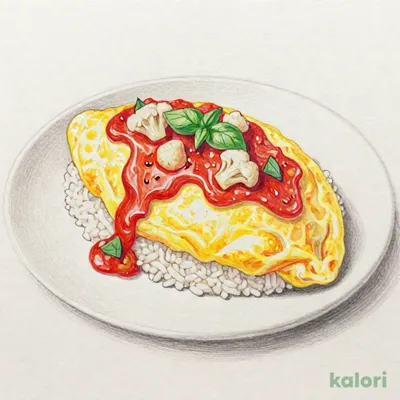 カリフラワーとバジルのトマトガーリックソースオムライス