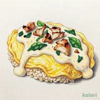 炭焼きチキンとほうれん草のクリームオムライス