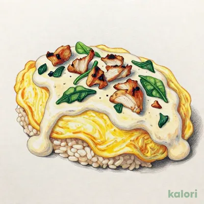 炭焼きチキンとほうれん草のクリームオムライス