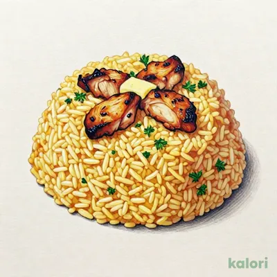 炭焼きチキンのガーリックバターピラフ