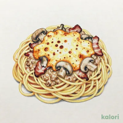 焦がしチーズときのことベーコンのミートクリーム