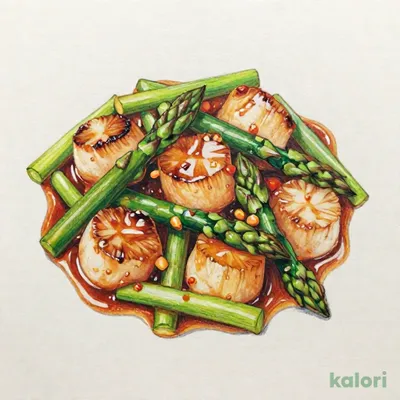 帆立とアスパラのXO醤炒め