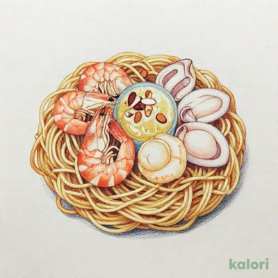Cセット海鮮入り梅蘭やきそば（小）杏仁豆腐
