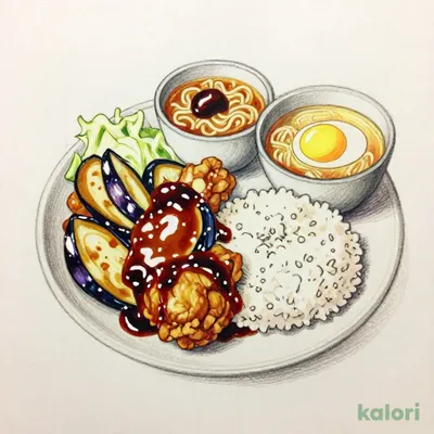 Chicken and Fried Eggplant with Hoikou Sauce and Soy Sauce Small Ramen
