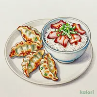Gyoza and Scallion Roast Pork Rice Bowl Set