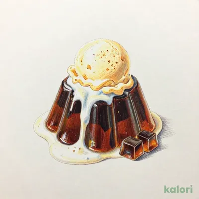 Coffee Jelly with Vanilla Ice Cream